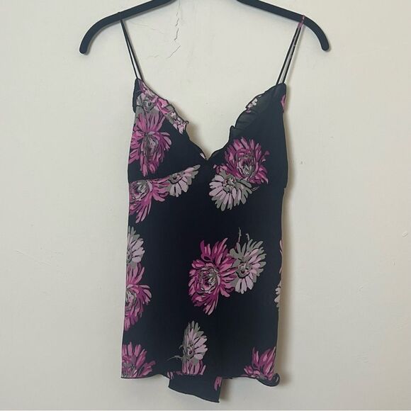 Anne Klein Criss Cross Back Romantic Chrysanthemum Floral Cami, Size Large - Picture 4 of 9